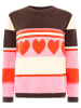 Zwillingsherz Sweter "Heart stripes" w kolorze brązowo-jasnoróżowym