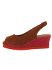 Flip Flop Leder-Keilpumps "Oasis" in Braun/ Rot