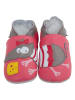 Lait et Miel Leder-Krabbelschuhe "Maus" in Pink/ Grau
