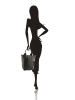 ORE10 Leren shopper "Laura" zwart - (B)38 x (H)41 x (D)20 cm