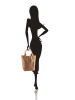ORE10 Leren shopper "Laura" beige - (B)38 x (H)41 x (D)20 cm
