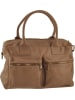 ORE10 Leder-Henkeltasche "Starna" in Taupe - (B)34 x (H)26 x (T)14 cm
