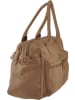 ORE10 Leder-Henkeltasche "Starna" in Taupe - (B)34 x (H)26 x (T)14 cm