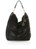 Mia Tomazzi Leder-Schultertasche in Schwarz - (B)42 x (H)38 x (T)17 cm