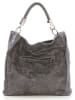 Anna Morellini Leder-Schultertasche "Alessandra" in Grau - (B)38 x (H)36 x (T)14 cm