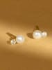 L instant d Or Gouden oorstekers "Uni" met parels
