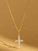 L instant d Or Gold-Anhänger "Croix Vérité" mit Edelsteinen