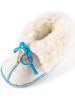Hofbrucker Babyschoenen met lamsvacht "Schnürli" wit/blauw