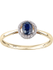 Diamant Exquis Gouden ring met diamanten en saffier