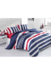 Elizabed Renforcé beddengoedset "Stripe" blauw/rood