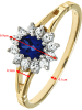 Diamant Exquis Gouden ring met saffier