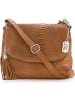 Anna Morellini Leder-Umhängetasche "Elena" in Hellbraun - (B)28 x (H)20 x (T)8 cm