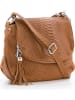 Anna Morellini Leder-Umhängetasche "Elena" in Hellbraun - (B)28 x (H)20 x (T)8 cm