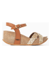 Sunbay Skórzane sandały "Pivoine" w kolorze karmelowo-złotym na koturnie