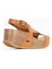 Sunbay Skórzane sandały "Pavot" w kolorze karmelowym na koturnie