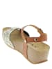 Sunbay Leder-Keilsandaletten "Yucca" in Hellbraun/ Gold