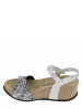 Sunbay Skórzane sandały "Yucca" w kolorze srebrnym na koturnie