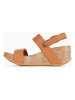 Sunbay Leder-Keilsandaletten "Hibiscus" in Hellbraun