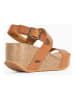 Sunbay Leder-Keilsandaletten "Hibiscus" in Hellbraun