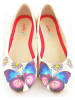 Goby Leren ballerina's beige/blauw/lichtroze