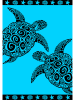 Le Comptoir de la Plage Strandtuch "Kosa - Turtle" in Türkis/ Schwarz - (L)180 x (B)140 cm