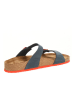 Comfortfusse Leder-Pantoletten in Dunkelblau/ Rot