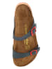 Comfortfusse Leder-Pantoletten in Dunkelblau/ Rot
