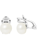 Pearline Srebrne klipsy z kryształkami i perłami w kolorze białym