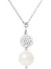 Pearline Srebrny naszyjnik z kryształkami i perłami w kolorze kremowym - dł. 42 cm