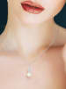 Pearline Srebrny naszyjnik z kryształkami i perłami w kolorze kremowym - dł. 42 cm