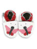 Hobea Leder-Krabbelschuhe "Schmetterling" in Weiß/ Rot