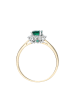 Diamant Exquis Gouden ring met diamanten en smaragd