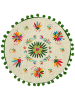 Folkifreckles Poduszka "Ave Otomi" w kolorze zielono-kremowym - Ø 45 cm
