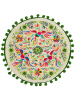 Folkifreckles Kussen "Ave Otomi" groen/crème - Ø 45 cm