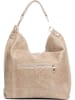 Mia Tomazzi Skórzany shopper bag "Niguarda" w kolorze beżowym - 42 x 38 x 17 cm