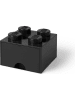 LEGO Pojemnik "Brick 4" w kolorze czarnym z szufladami - 25 x 18 x 25 cm
