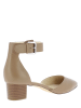 Nine West Skórzane czółenka w kolorze beżowym z paskiem