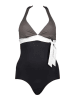 S. Oliver Badeanzug in Schwarz/ Taupe/ Weiß