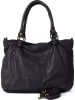 Mia Tomazzi Leder-Schultertasche "Comasina" in Schwarz - (B)35 x (H)30 x (T)9 cm