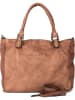 Mia Tomazzi Leren schoudertas "Comasina" taupe - (B)35 x (H)30 x (D)9 cm
