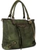 Mia Tomazzi Leren schoudertas "Comasina" groen - (B)35 x (H)30 x (D)9 cm