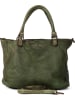 Mia Tomazzi Leren schoudertas "Comasina" groen - (B)35 x (H)30 x (D)9 cm