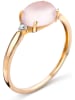 Diamant Exquis Złoty pierścionek z diamentami i różowym kwarcem