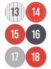 folia PAPER Stickers "Adventskalender" rood/grijs/zwart - 72 stuks