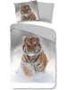 Good Morning Komplet pościeli flanelowej "Snow Tiger" w kolorze szarym