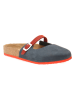 Comfortfusse Leder-Clogs in Dunkelblau/ Rot