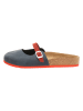 Comfortfusse Leder-Clogs in Dunkelblau/ Rot