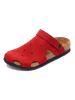 Comfortfusse Leren clogs rood