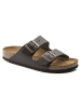Birkenstock Leren slippers "Arizona" donkerbruin - wijdte N