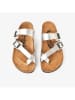 Moosefield Leren teenslippers zilverkleurig